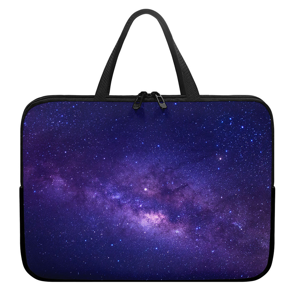 Dark Purple Milky Way Galaxy Space Print Laptop Sleeve With Handle