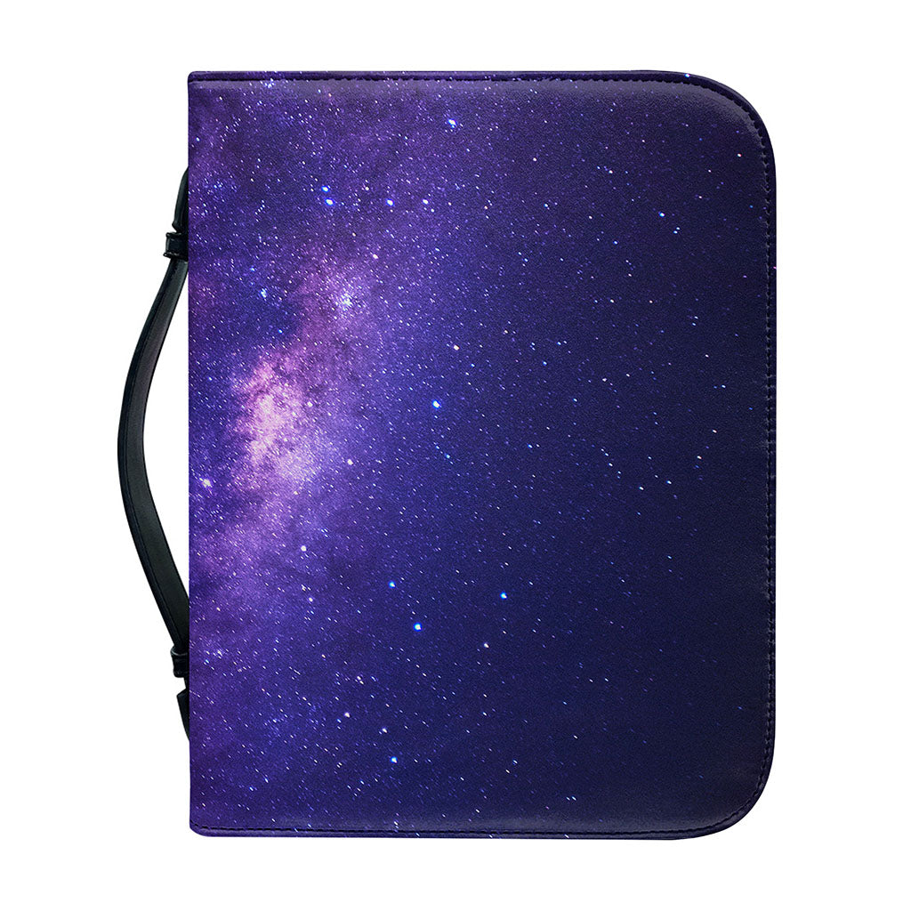 Dark Purple Milky Way Galaxy Space Print Leather Bible Cover