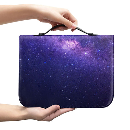Dark Purple Milky Way Galaxy Space Print Leather Bible Cover