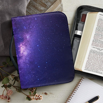 Dark Purple Milky Way Galaxy Space Print Leather Bible Cover
