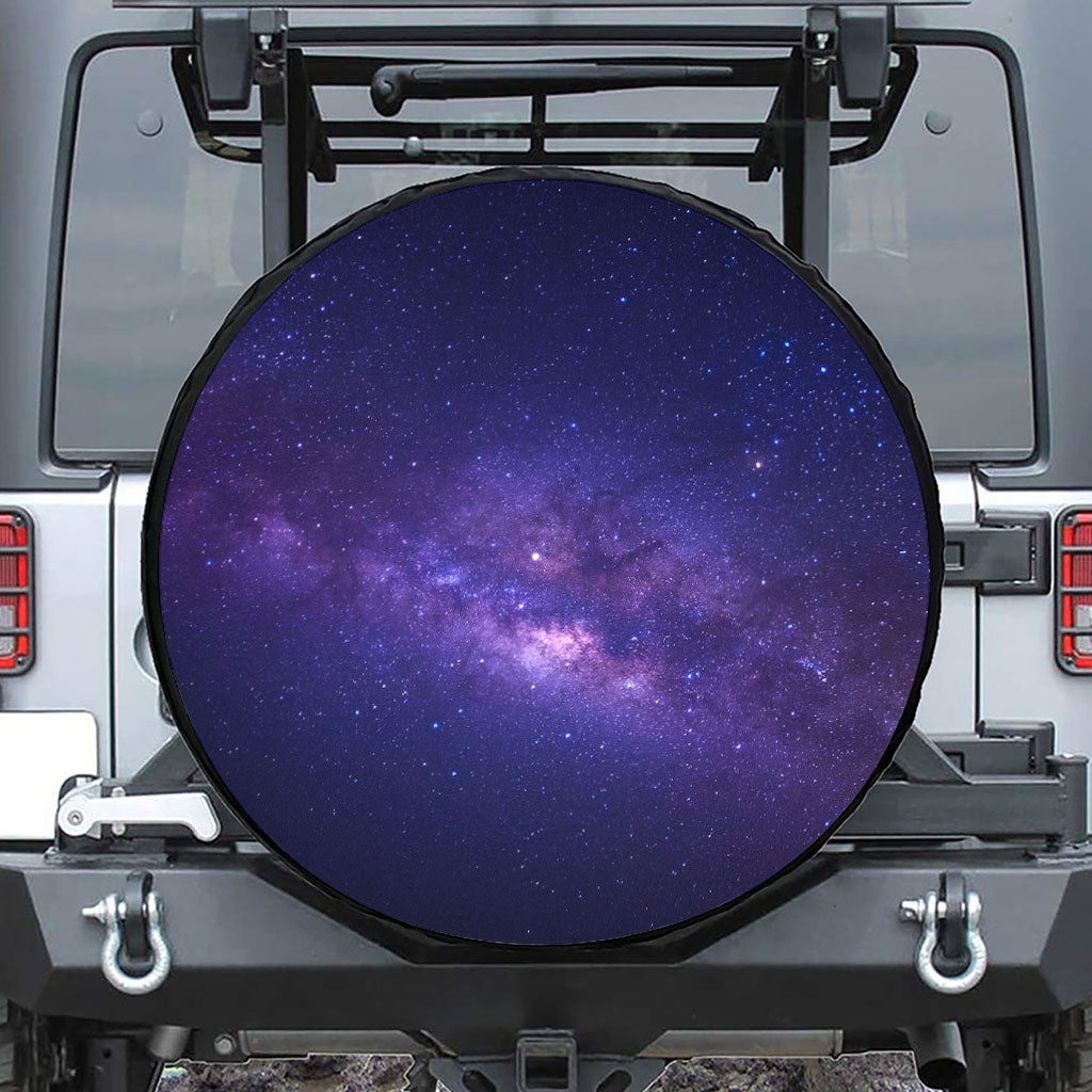 Dark Purple Milky Way Galaxy Space Print Leather Spare Tire Cover