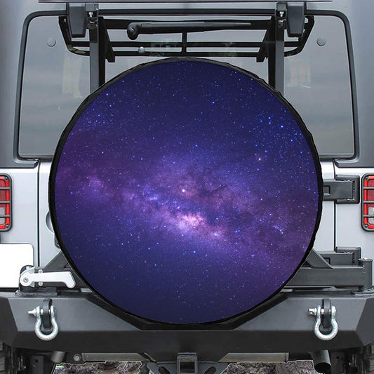 Dark Purple Milky Way Galaxy Space Print Leather Spare Tire Cover