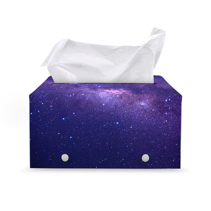 Dark Purple Milky Way Galaxy Space Print Leather Tissue Box Cover