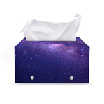 Dark Purple Milky Way Galaxy Space Print Leather Tissue Box Cover