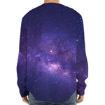 Dark Purple Milky Way Galaxy Space Print Long Sleeve Baseball Jersey