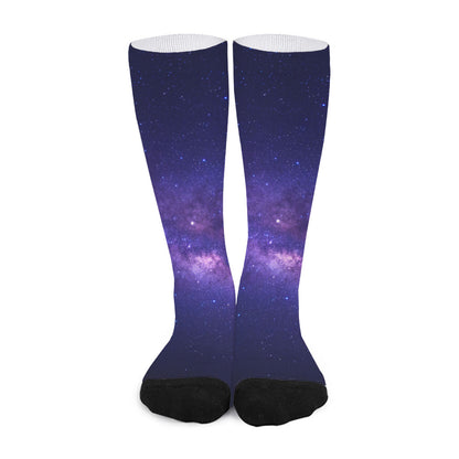 Dark Purple Milky Way Galaxy Space Print Long Socks