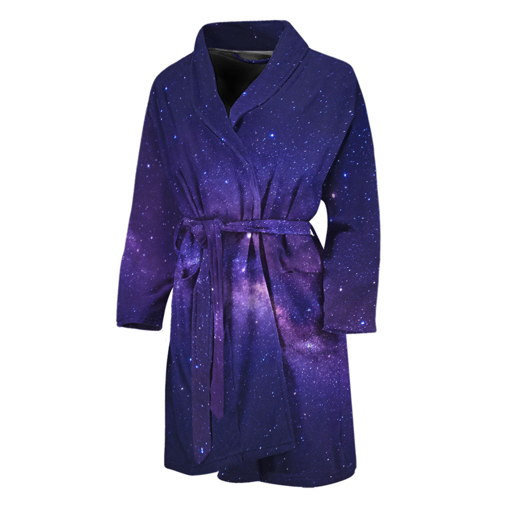 Dark Purple Milky Way Galaxy Space Print Men's Bathrobe