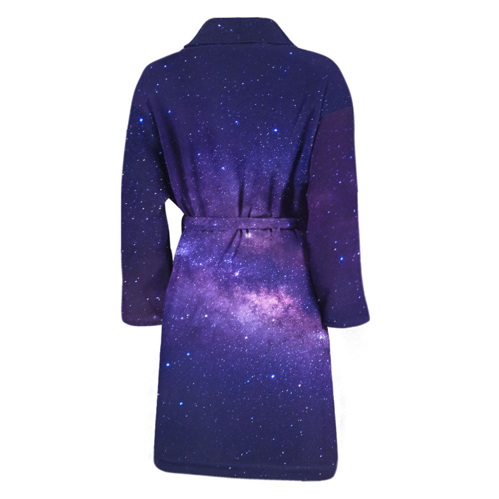 Dark Purple Milky Way Galaxy Space Print Men's Bathrobe