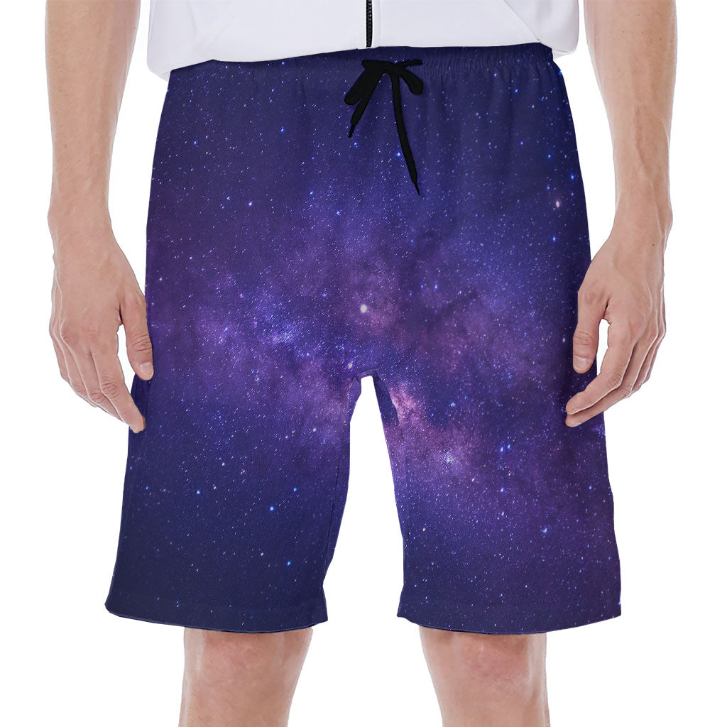 Dark Purple Milky Way Galaxy Space Print Men's Beach Shorts