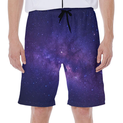 Dark Purple Milky Way Galaxy Space Print Men's Beach Shorts