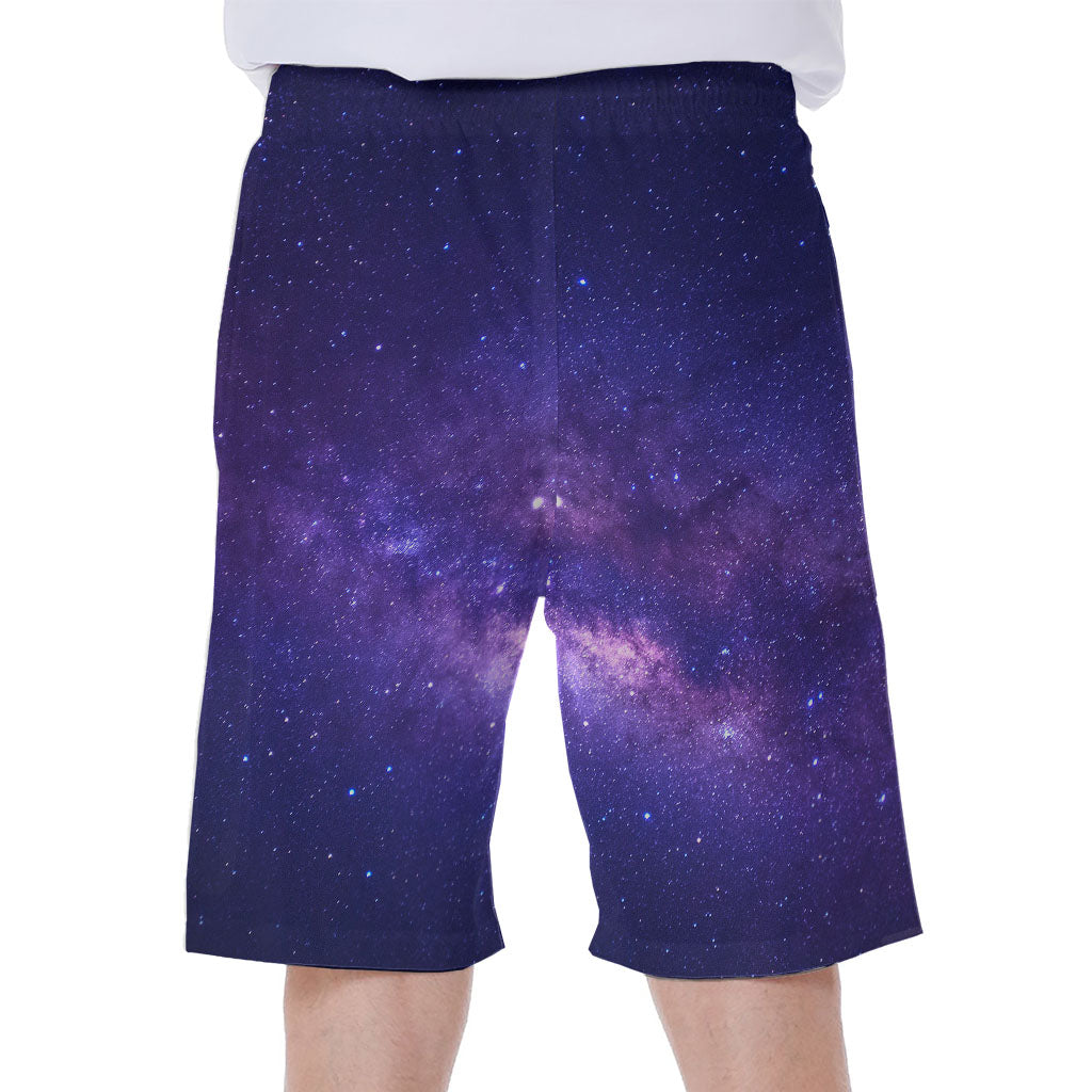 Dark Purple Milky Way Galaxy Space Print Men's Beach Shorts