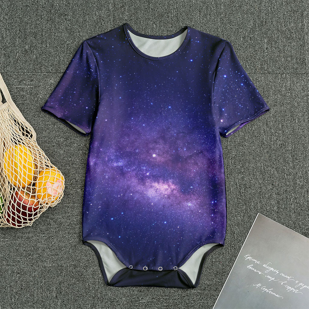 Dark Purple Milky Way Galaxy Space Print Men's Bodysuit