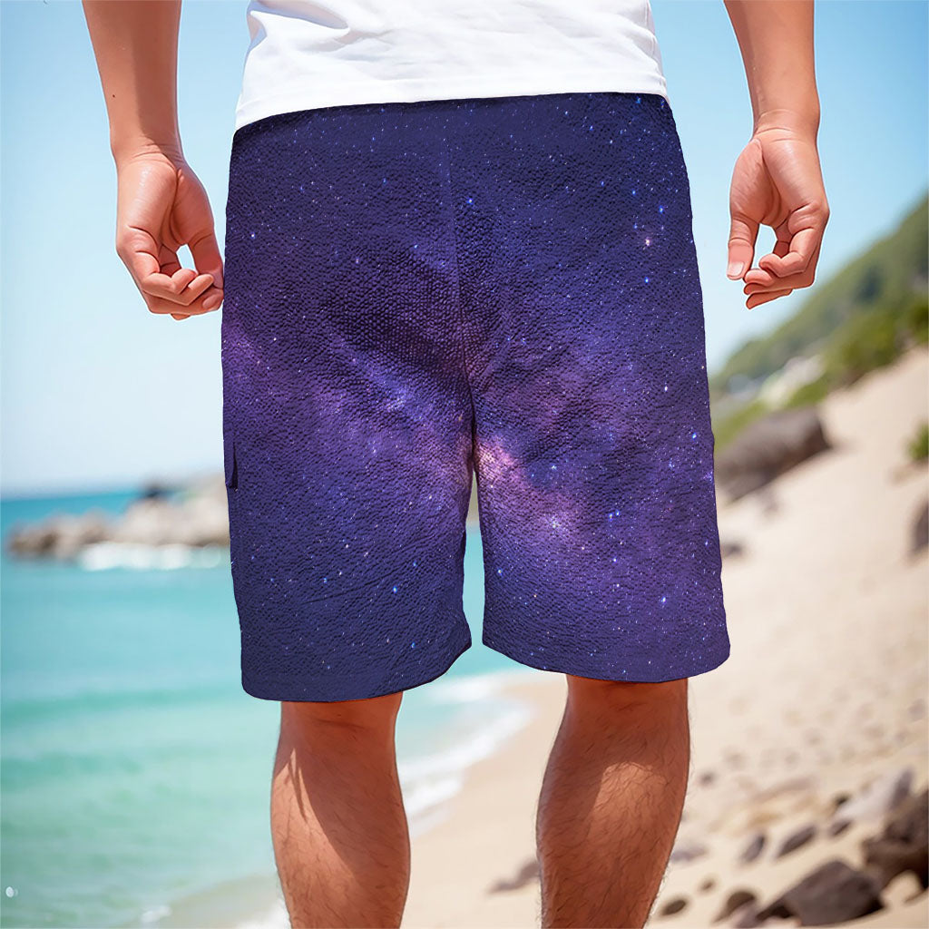 Dark Purple Milky Way Galaxy Space Print Men's Cargo Shorts