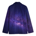 Dark Purple Milky Way Galaxy Space Print Men's Cotton Blazer