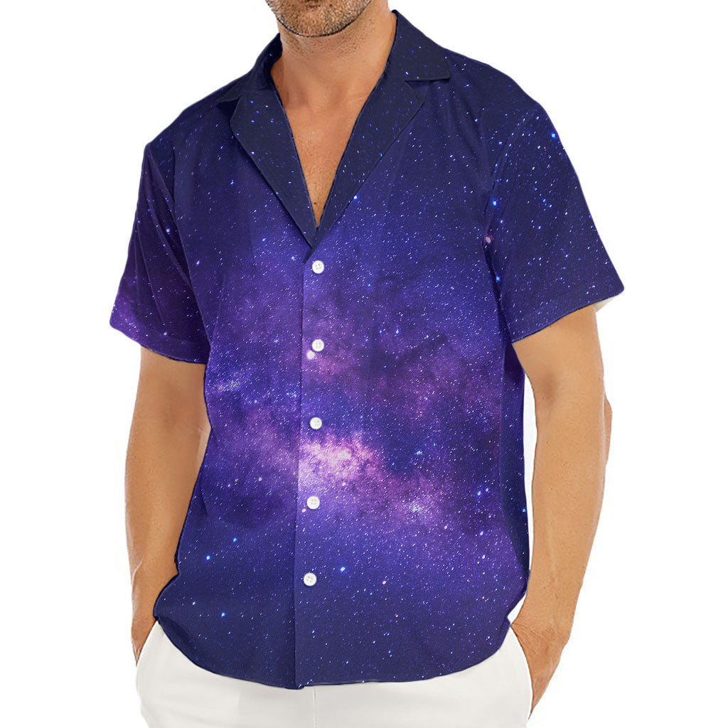 Dark Purple Milky Way Galaxy Space Print Men's Deep V-Neck Shirt