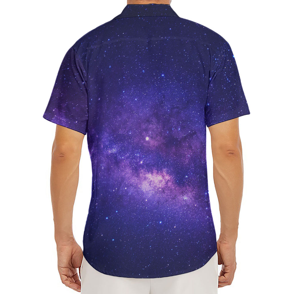 Dark Purple Milky Way Galaxy Space Print Men's Deep V-Neck Shirt