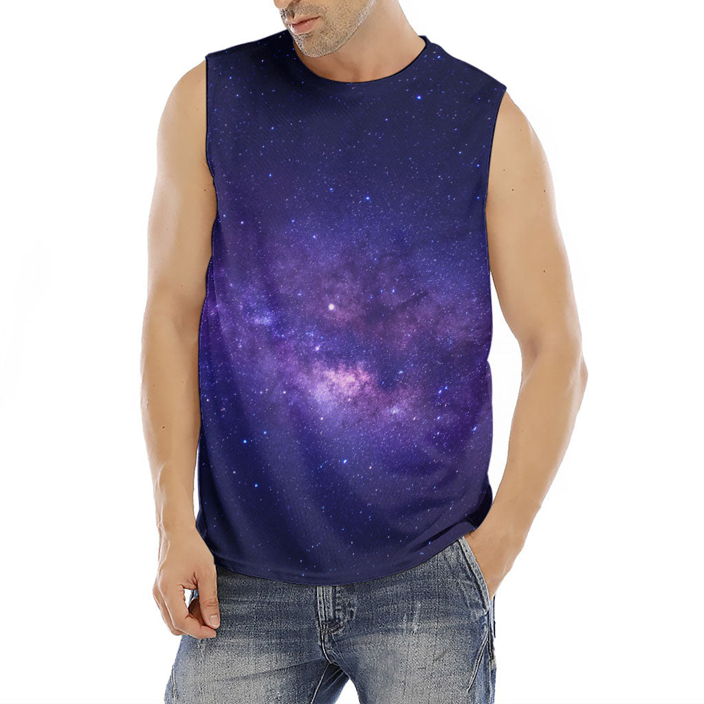Dark Purple Milky Way Galaxy Space Print Men's Fitness Tank Top