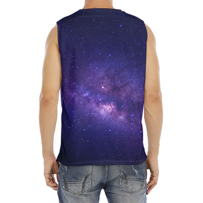 Dark Purple Milky Way Galaxy Space Print Men's Fitness Tank Top