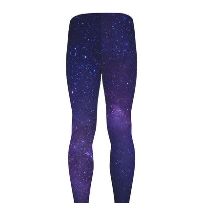 Dark Purple Milky Way Galaxy Space Print Men's leggings