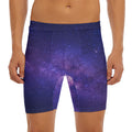 Dark Purple Milky Way Galaxy Space Print Men's Long Boxer Briefs