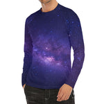 Dark Purple Milky Way Galaxy Space Print Men's Long Sleeve Rash Guard