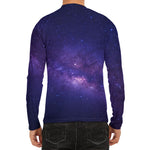 Dark Purple Milky Way Galaxy Space Print Men's Long Sleeve Rash Guard