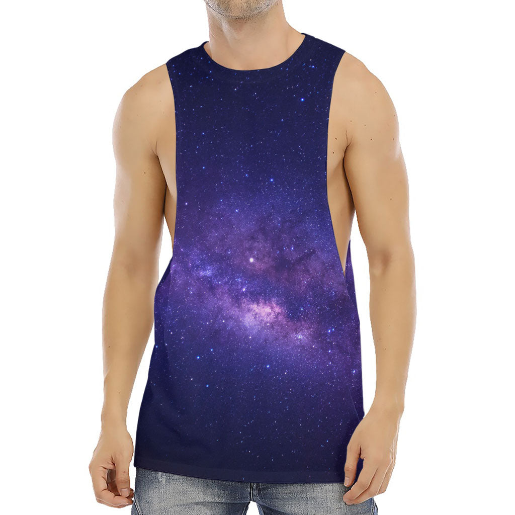 Dark Purple Milky Way Galaxy Space Print Men's Muscle Tank Top