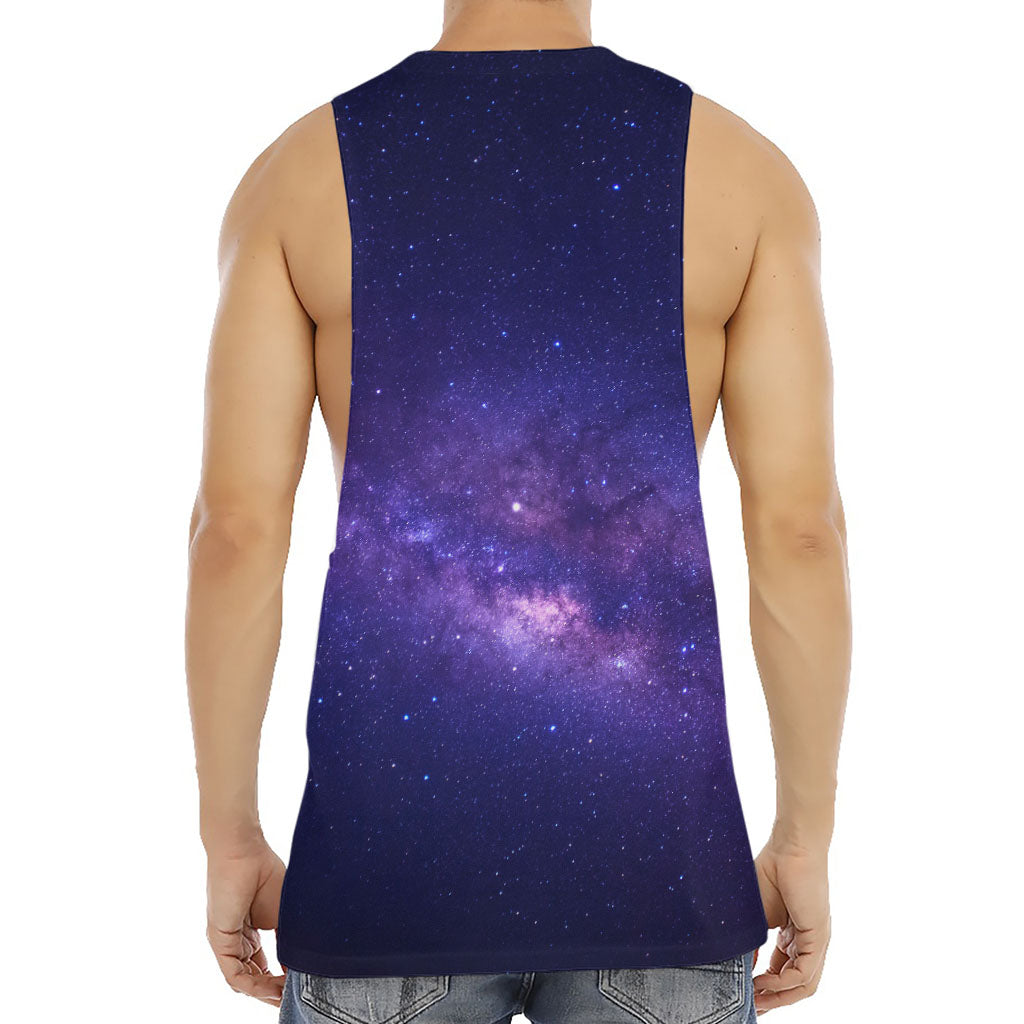 Dark Purple Milky Way Galaxy Space Print Men's Muscle Tank Top