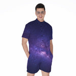 Dark Purple Milky Way Galaxy Space Print Men's Rompers