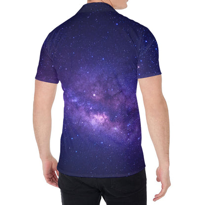 Dark Purple Milky Way Galaxy Space Print Men's Shirt