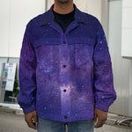 Dark Purple Milky Way Galaxy Space Print Men's Shirt Jacket