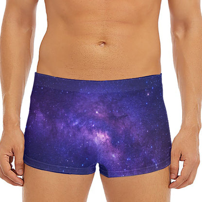 Dark Purple Milky Way Galaxy Space Print Men's Short Boxer Briefs