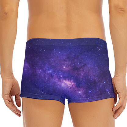 Dark Purple Milky Way Galaxy Space Print Men's Short Boxer Briefs