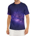 Dark Purple Milky Way Galaxy Space Print Men's Short Sleeve Rash Guard