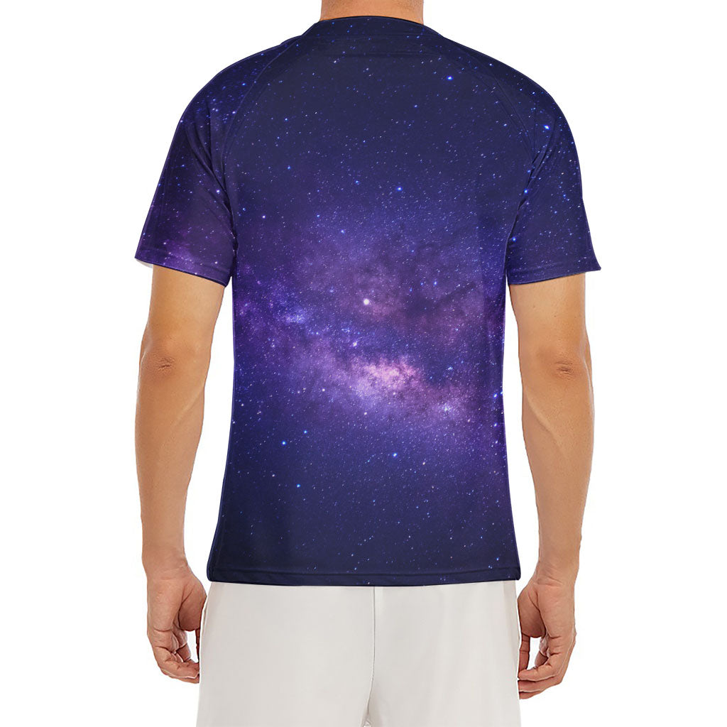 Dark Purple Milky Way Galaxy Space Print Men's Short Sleeve Rash Guard