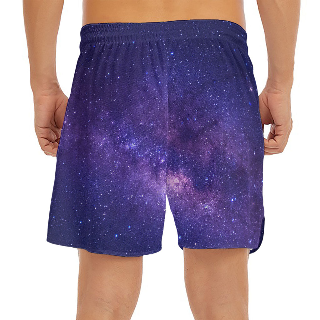 Dark Purple Milky Way Galaxy Space Print Men's Split Running Shorts