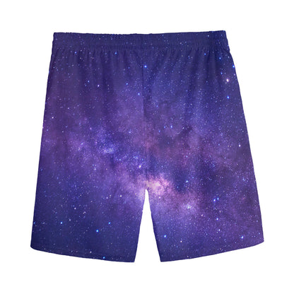 Dark Purple Milky Way Galaxy Space Print Men's Sports Shorts