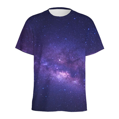 Dark Purple Milky Way Galaxy Space Print Men's Sports T-Shirt