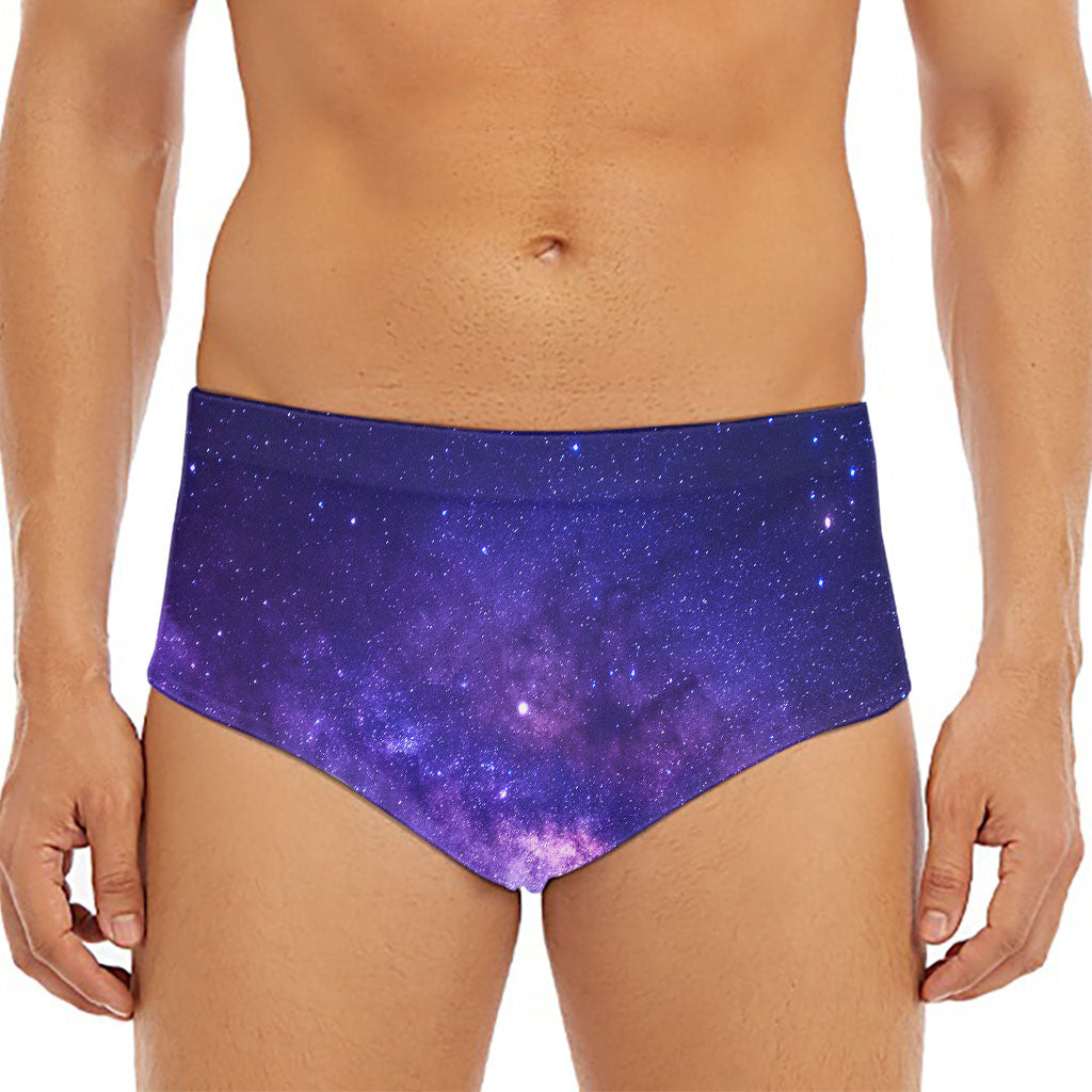 Dark Purple Milky Way Galaxy Space Print Men's Triangle Swim Briefs