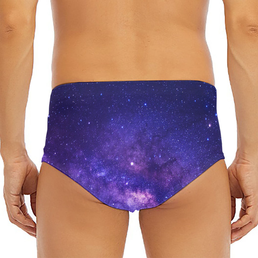 Dark Purple Milky Way Galaxy Space Print Men's Triangle Swim Briefs