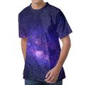 Dark Purple Milky Way Galaxy Space Print Men's Velvet T-Shirt