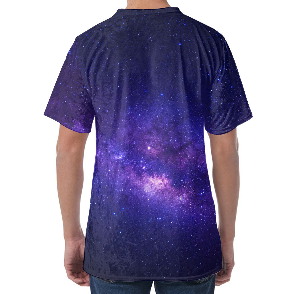 Dark Purple Milky Way Galaxy Space Print Men's Velvet T-Shirt