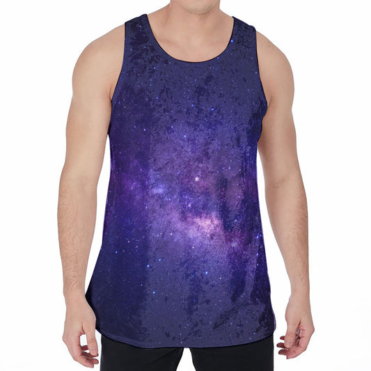 Dark Purple Milky Way Galaxy Space Print Men's Velvet Tank Top