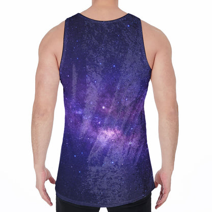 Dark Purple Milky Way Galaxy Space Print Men's Velvet Tank Top