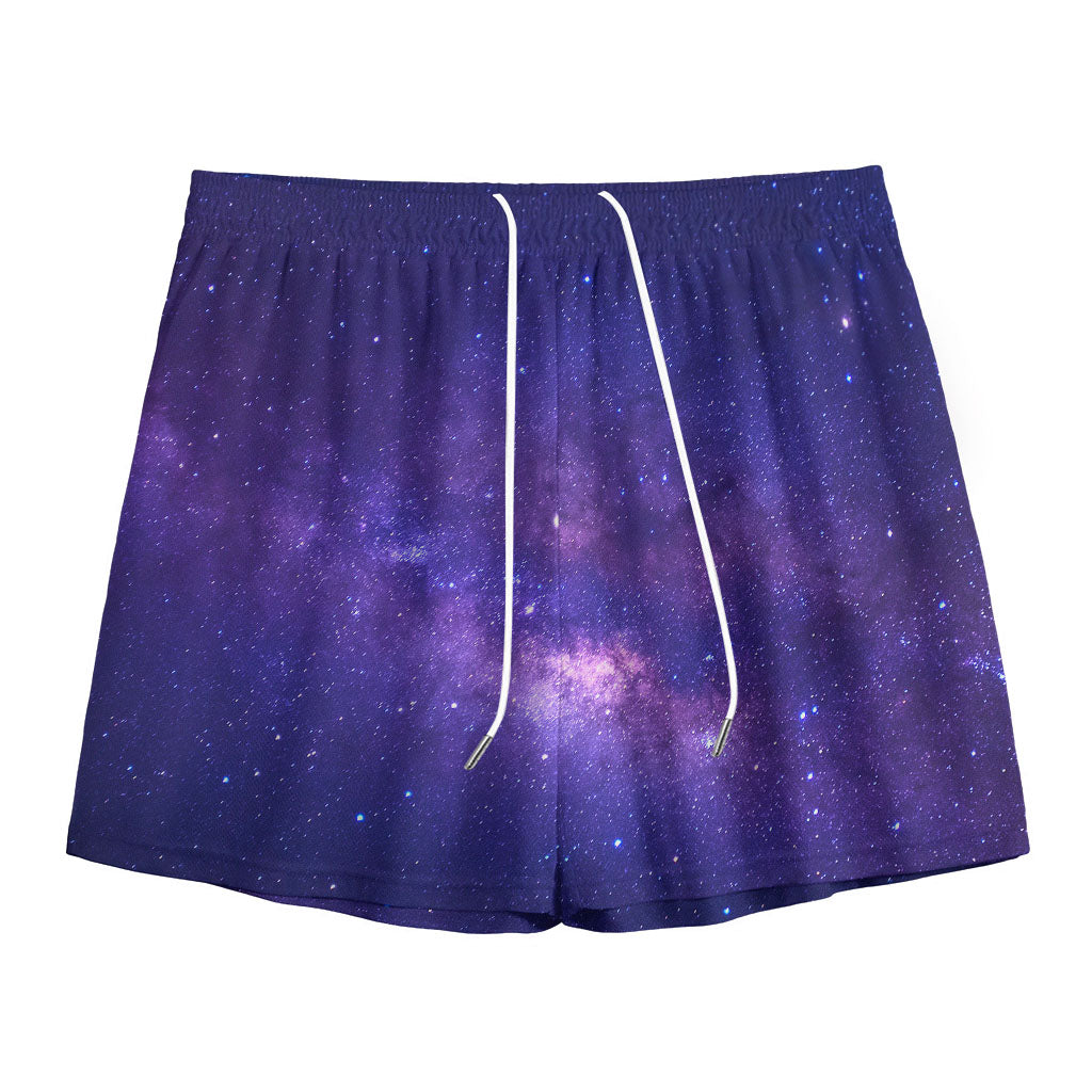 Dark Purple Milky Way Galaxy Space Print Mesh Shorts