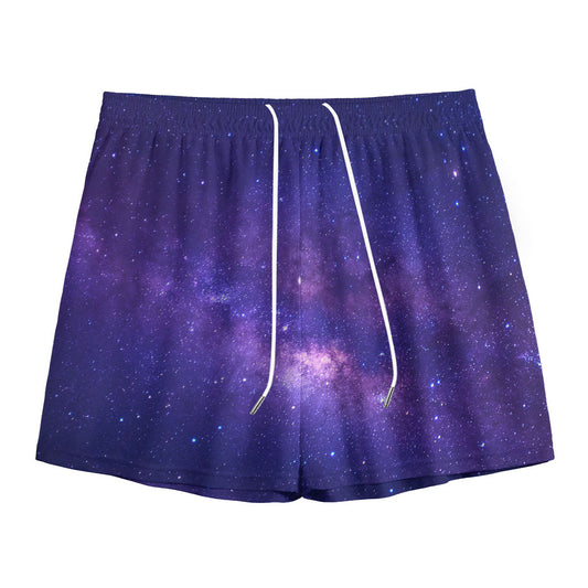 Dark Purple Milky Way Galaxy Space Print Mesh Shorts