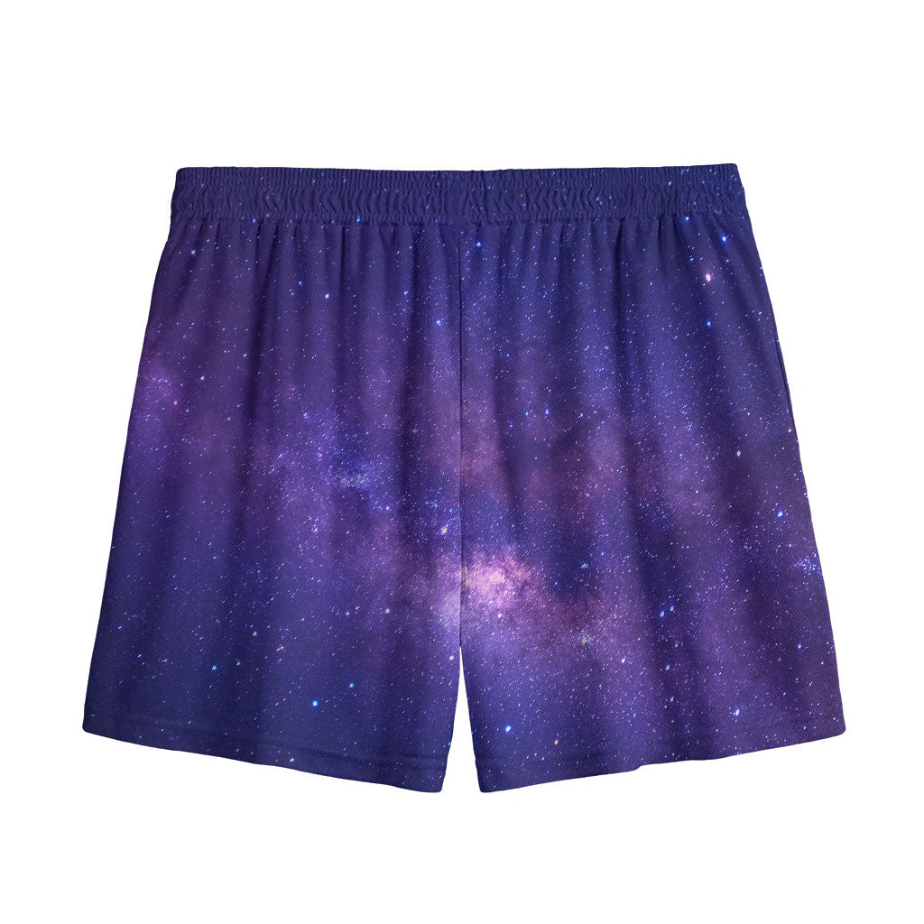 Dark Purple Milky Way Galaxy Space Print Mesh Shorts