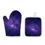 Dark Purple Milky Way Galaxy Space Print Oven Mitt And Pot Holder Set