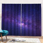 Dark Purple Milky Way Galaxy Space Print Pencil Pleat Curtains