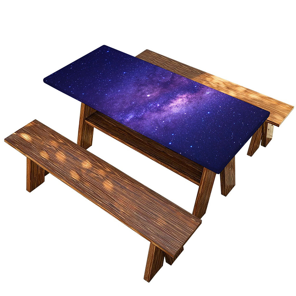 Dark Purple Milky Way Galaxy Space Print Picnic Table Cover